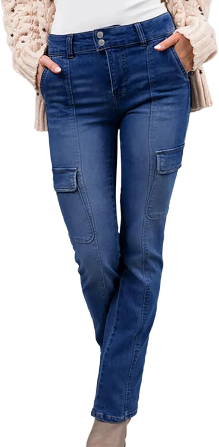 Женские джинсы карго с двумя пуговицами, высокие, прямые, с карманами QLAUYIOE
Женские джинсы карго с двумя пуговицами, высокие, прямые, с карманами QLAUYIOE