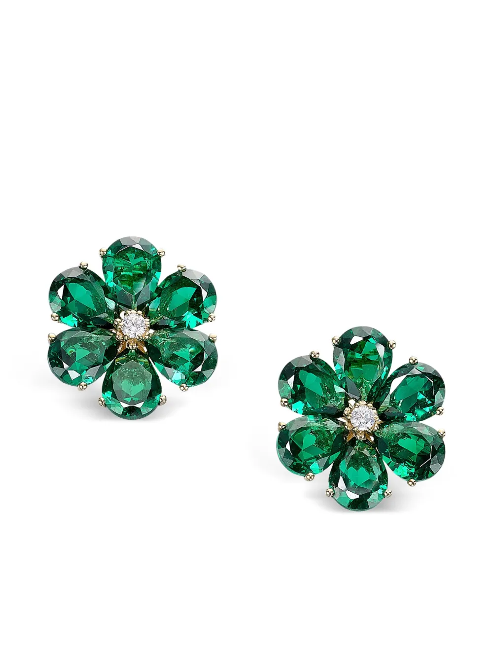 Золотые серьги Marguerite с бриллиантами и изумрудами Anabela Chan, зеленый 
Золотые серьги Marguerite с бриллиантами и изумрудами Anabela Chan, зеленый