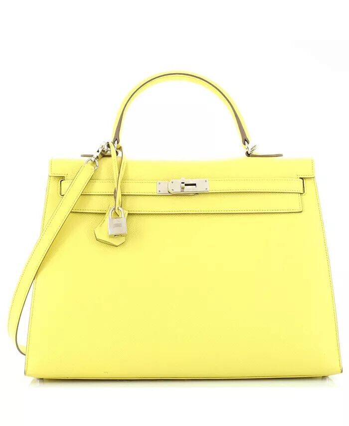 Сумочка Kelly 35, желтая, Epsom, с палладиевой фурнитурой Pre-Owned HERMÉS, желтый 
Сумочка Kelly 35, желтая, Epsom, с палладиевой фурнитурой Pre-Owned HERMÉS, желтый