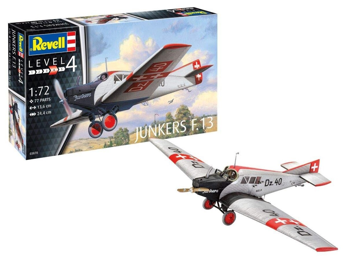 Revell, Junkers F.13, Модельный комплект, 12+
Revell, Junkers F.13, Модельный комплект, 12+