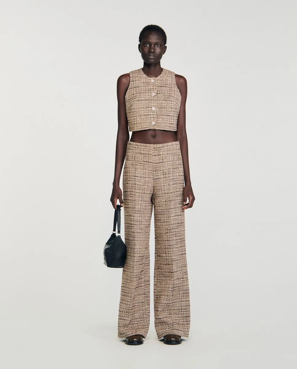 Женские брюки из твида с фантазийным узором Sandro, коричневый
Женские брюки из твида с фантазийным узором Sandro, коричневый
