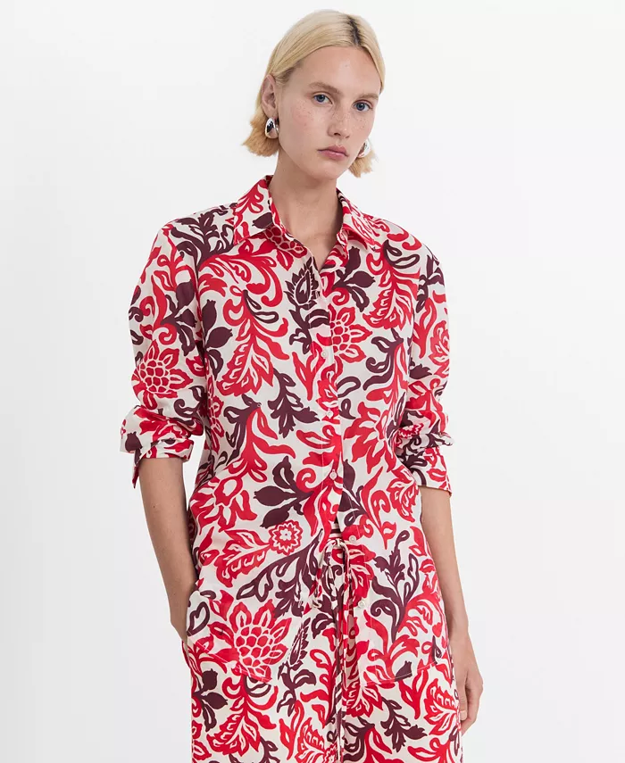 Женская хлопковая рубашка с принтом MANGO, коричневый/бежевый
Женская хлопковая рубашка с принтом MANGO, коричневый/бежевый