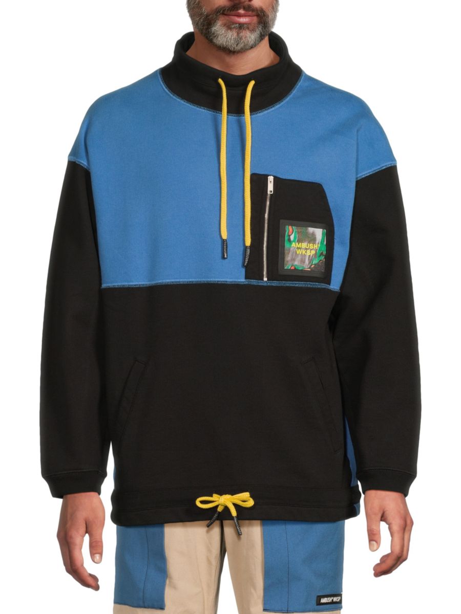 Толстовка с высоким воротом в стиле колорблок Ambush, черный 
Толстовка с высоким воротом в стиле колорблок Ambush, черный