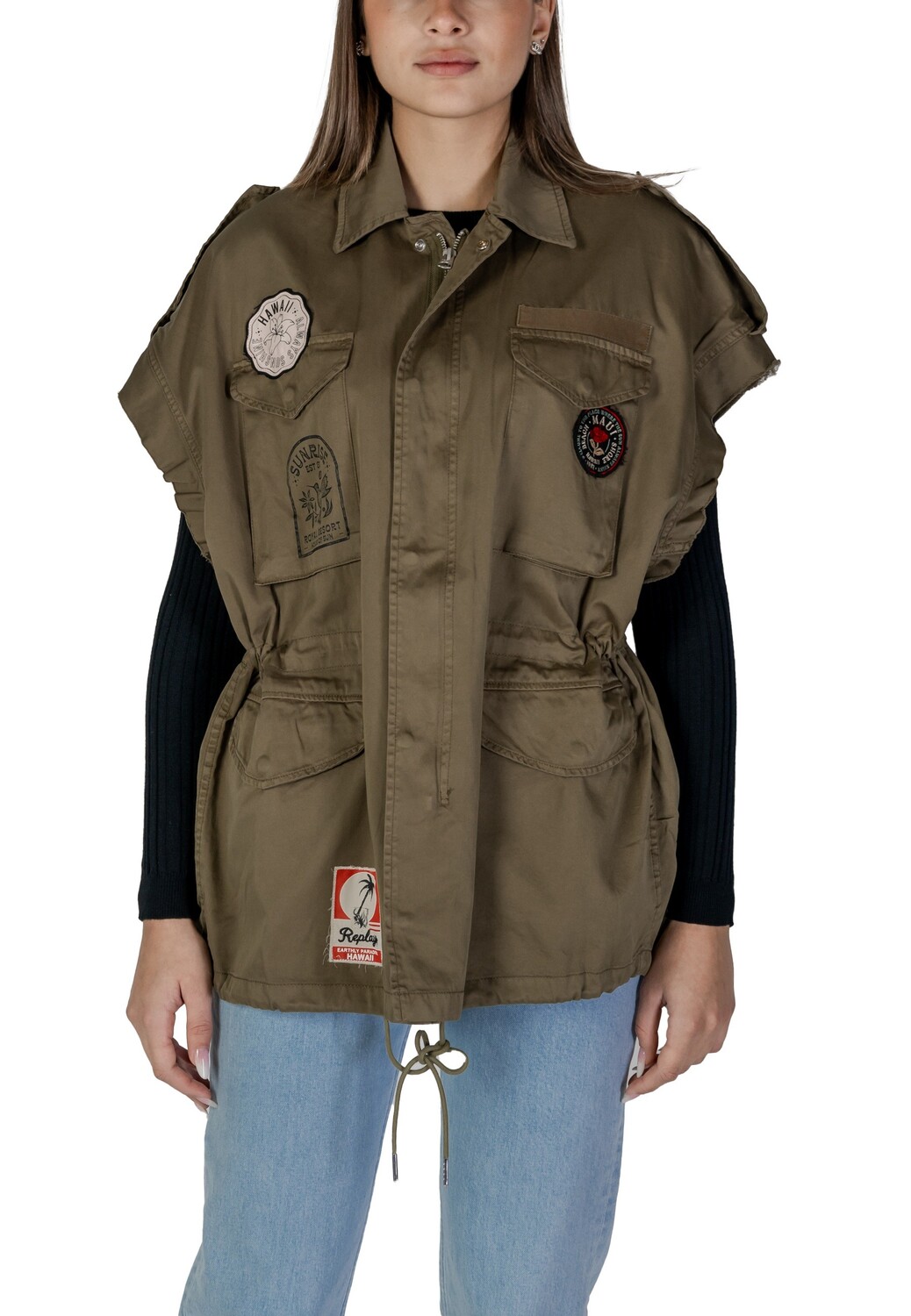 Рубашка Replay без рукавов с нашивками, зеленый
Рубашка Replay без рукавов с нашивками, зеленый