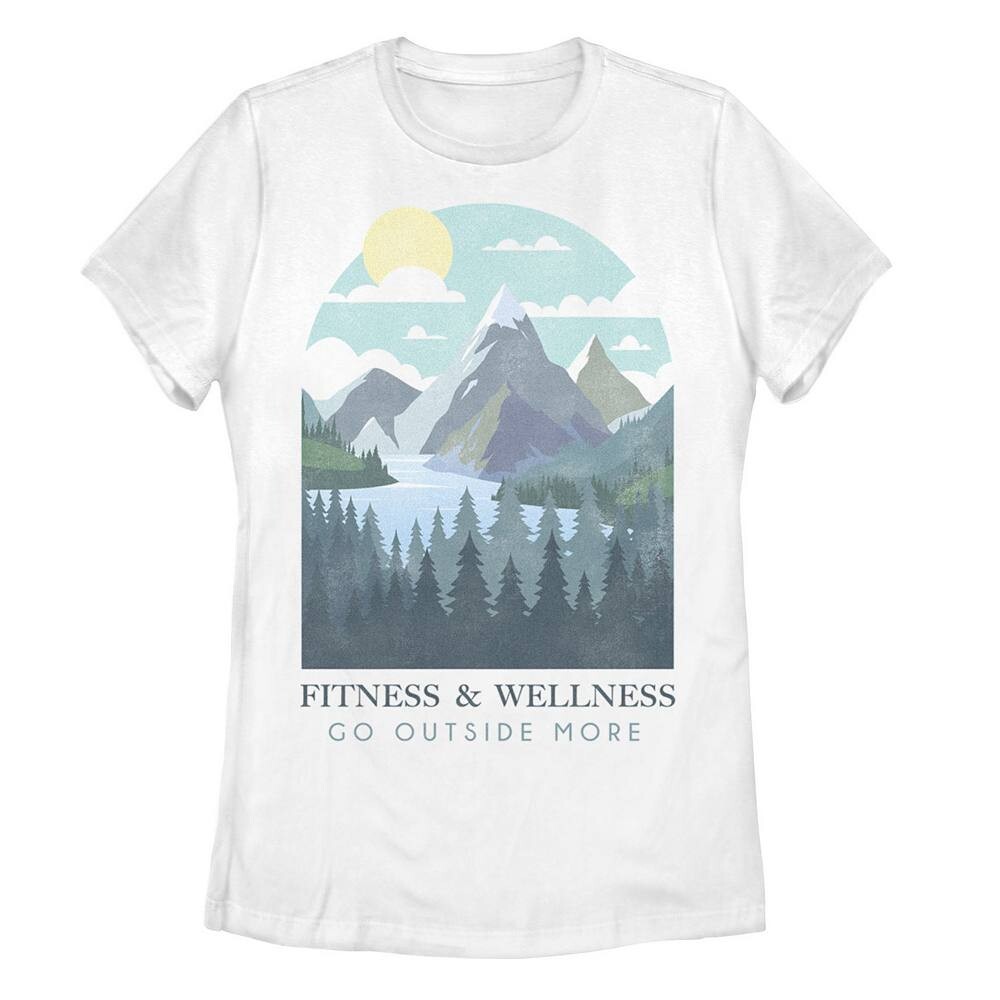 Модная футболка для юниоров с надписью «Fitness & Wellness Go Outdoor More» Mountain Scene Licensed Character, белый
Модная футболка для юниоров с надписью «Fitness & Wellness Go Outdoor More» Mountain Scene Licensed Character, белый