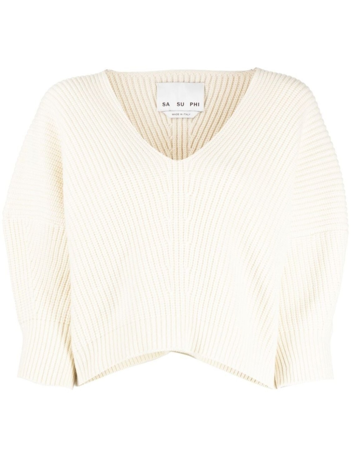 Джемпер в рубчик с V-образным вырезом SA SU PHI, белый
Джемпер в рубчик с V-образным вырезом SA SU PHI, белый
