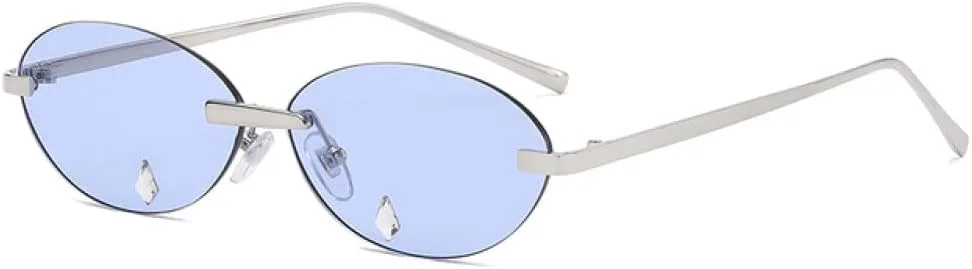 Женские солнцезащитные очки без оправы, винтажные ретро, маленькие овальные очки, женские очки со стразами, защита от ультрафиолета UV400 LANGSER, Blue
Женские солнцезащитные очки без оправы, винтажные ретро, маленькие овальные очки, женские очки со стразами, защита от ультрафиолета UV400 LANGSER, Blue