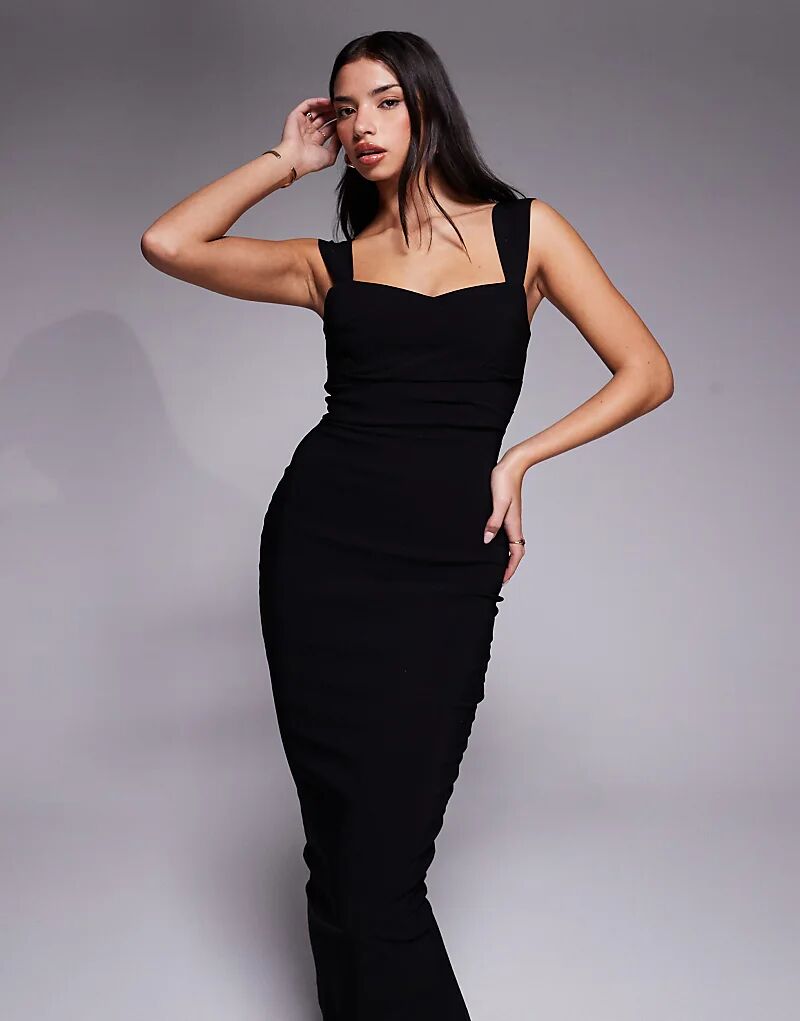 Платье мидакси Vesper bengaline с вырезом в форме сердца и сборками спереди, черное
Платье мидакси Vesper bengaline с вырезом в форме сердца и сборками спереди, черное