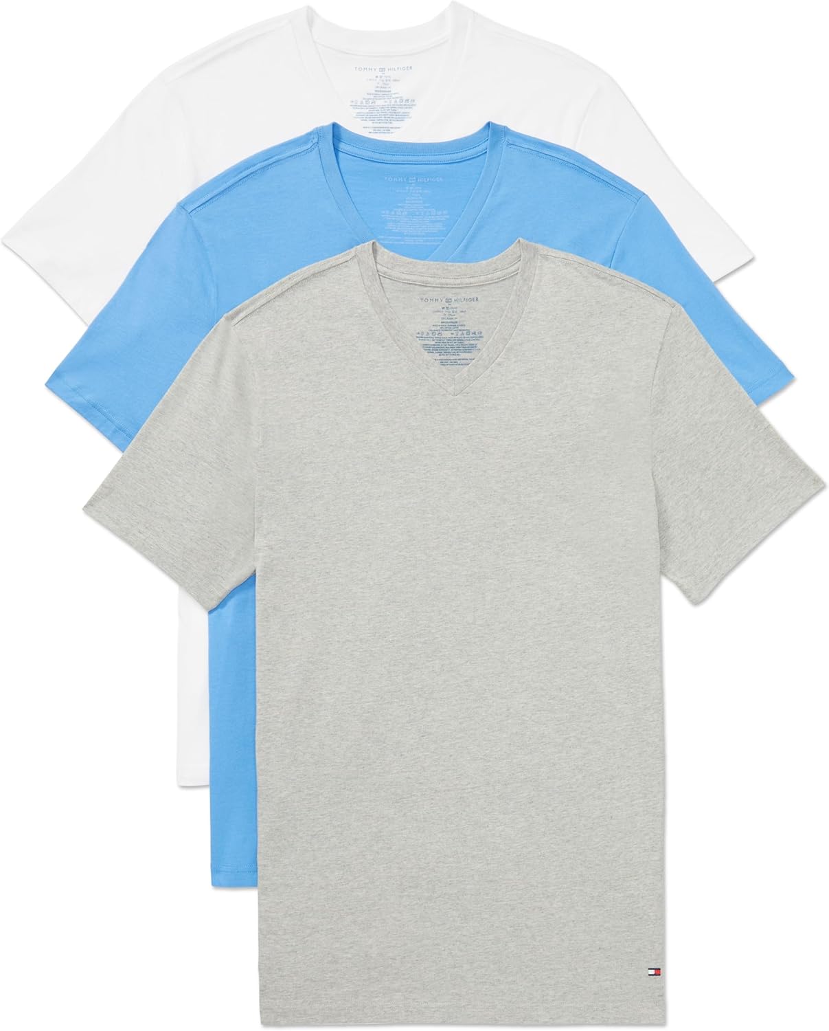 Комплект из 3 классических мужских хлопковых маек Tommy Hilfiger с V-образным вырезом, Grey Heather, Copenhagen Blue, White
Комплект из 3 классических мужских хлопковых маек Tommy Hilfiger с V-образным вырезом, Grey Heather, Copenhagen Blue, White