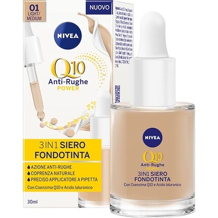 Q10 Anti-Wrinkle Power 3in1 Сыворотка Тональный крем Light B Medium Nivea
Q10 Anti-Wrinkle Power 3in1 Сыворотка Тональный крем Light B Medium Nivea