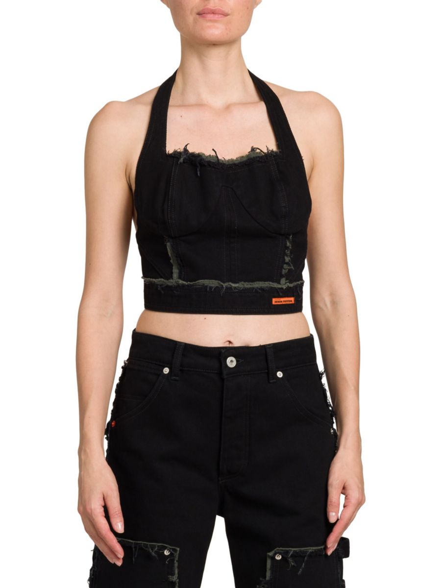 Реконструированный джинсовый топ-халтер Heron Preston, черный
Реконструированный джинсовый топ-халтер Heron Preston, черный
