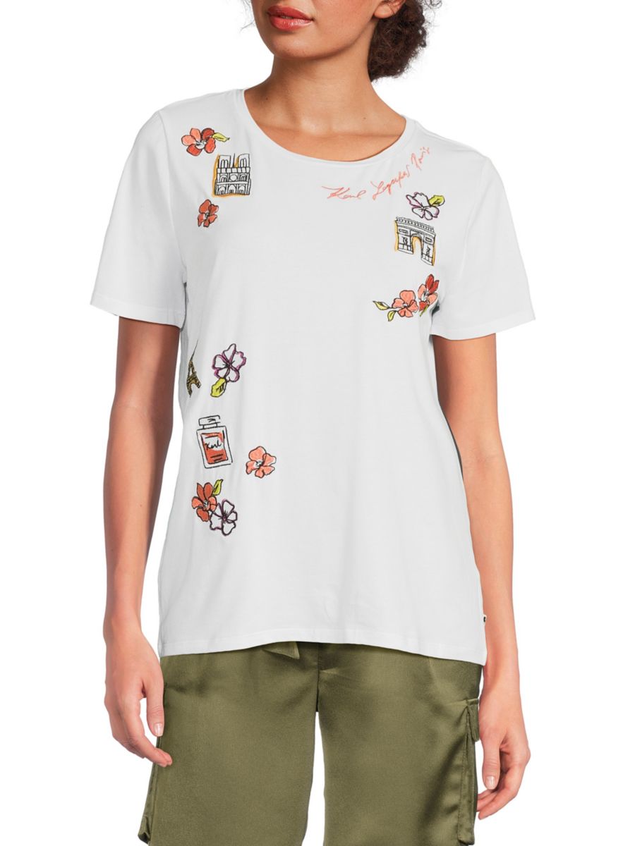 Футболка с цветочной вышивкой Karl Lagerfeld Paris, белый
Футболка с цветочной вышивкой Karl Lagerfeld Paris, белый