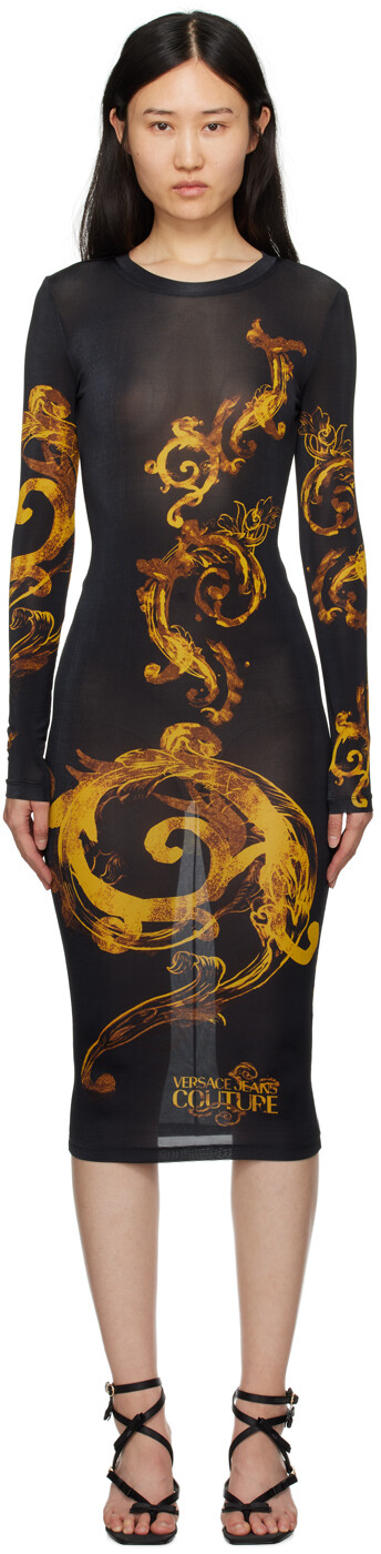 Черное платье-миди с принтом Versace Jeans Couture, цвет Black/Gold, Черный, Черное платье-миди с принтом Versace Jeans Couture, цвет Black/Gold
Черное платье-миди с принтом Versace Jeans Couture, цвет Black/Gold, Черный, Черное платье-миди с принтом Versace Jeans Couture, цвет Black/Gold