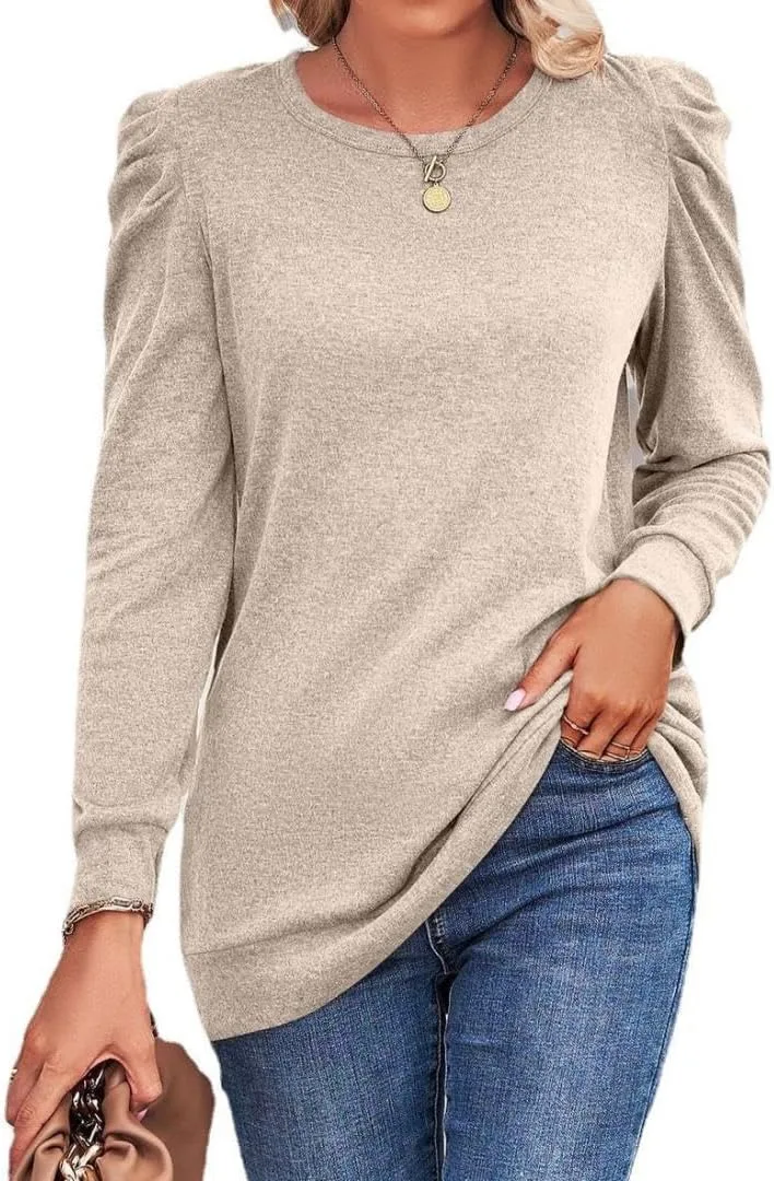 Женская блузка с длинным рукавом и круглым вырезом
Женская блузка с длинным рукавом и круглым вырезом