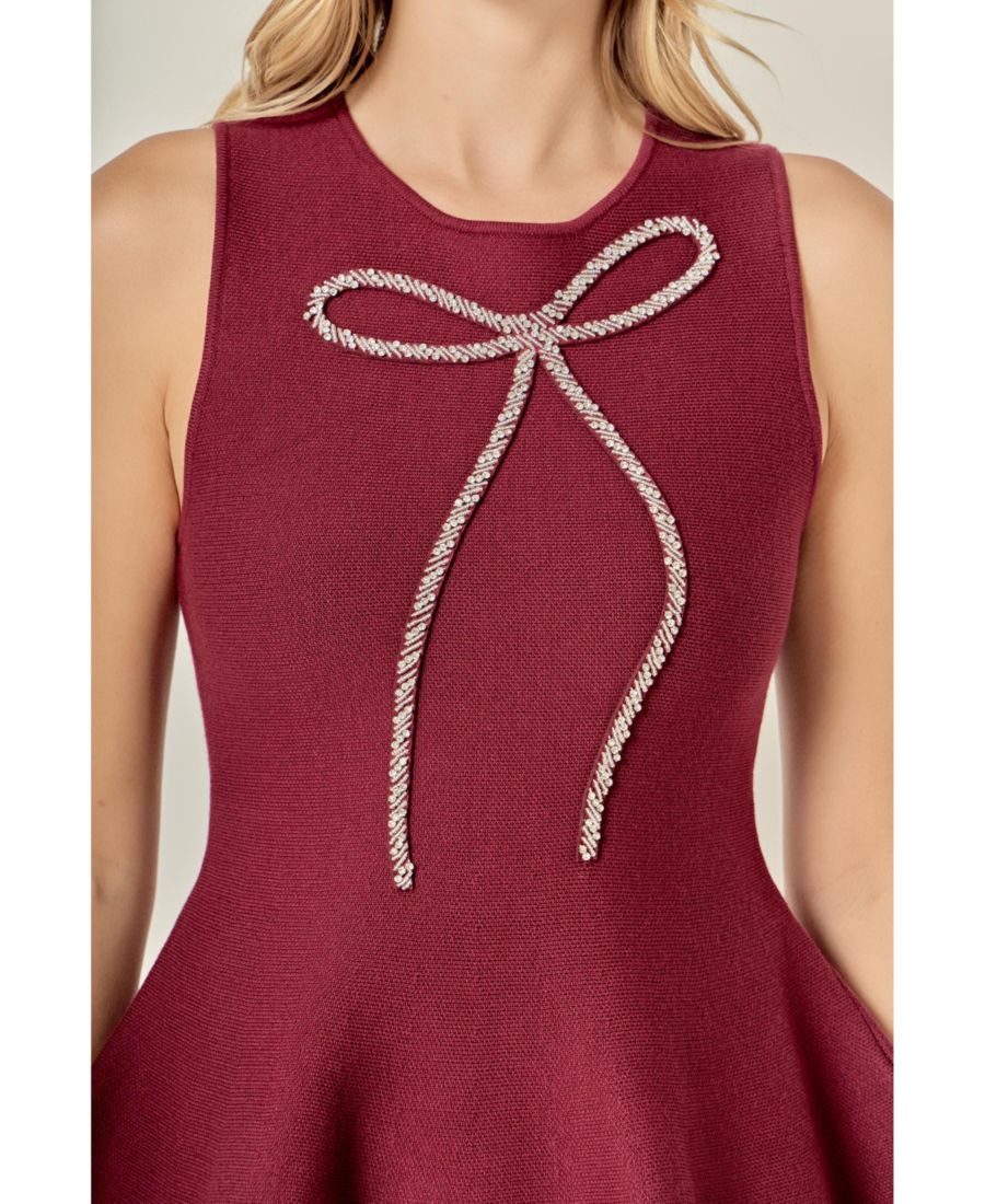 Женский вязаный топ без рукавов с баской English Factory, Wine
Женский вязаный топ без рукавов с баской English Factory, Wine