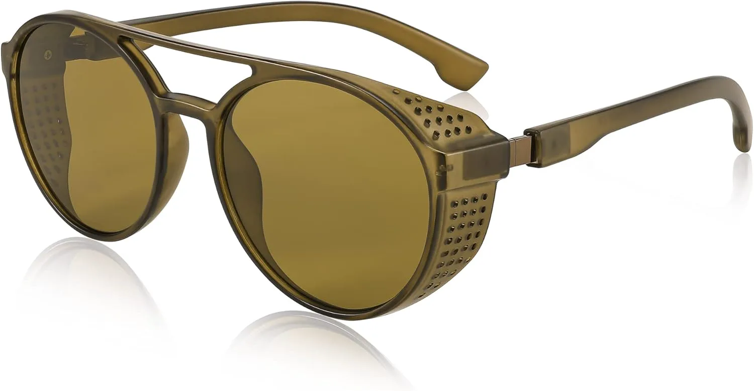 Классические солнцезащитные очки FEISEDY в стиле стимпанк для мужчин и женщин, ретро-круглые готические очки с защитой от УФ-излучения UV400, модель B2957, Green Lens
Классические солнцезащитные очки FEISEDY в стиле стимпанк для мужчин и женщин, ретро-круглые готические очки с защитой от УФ-излучения UV400, модель B2957, Green Lens