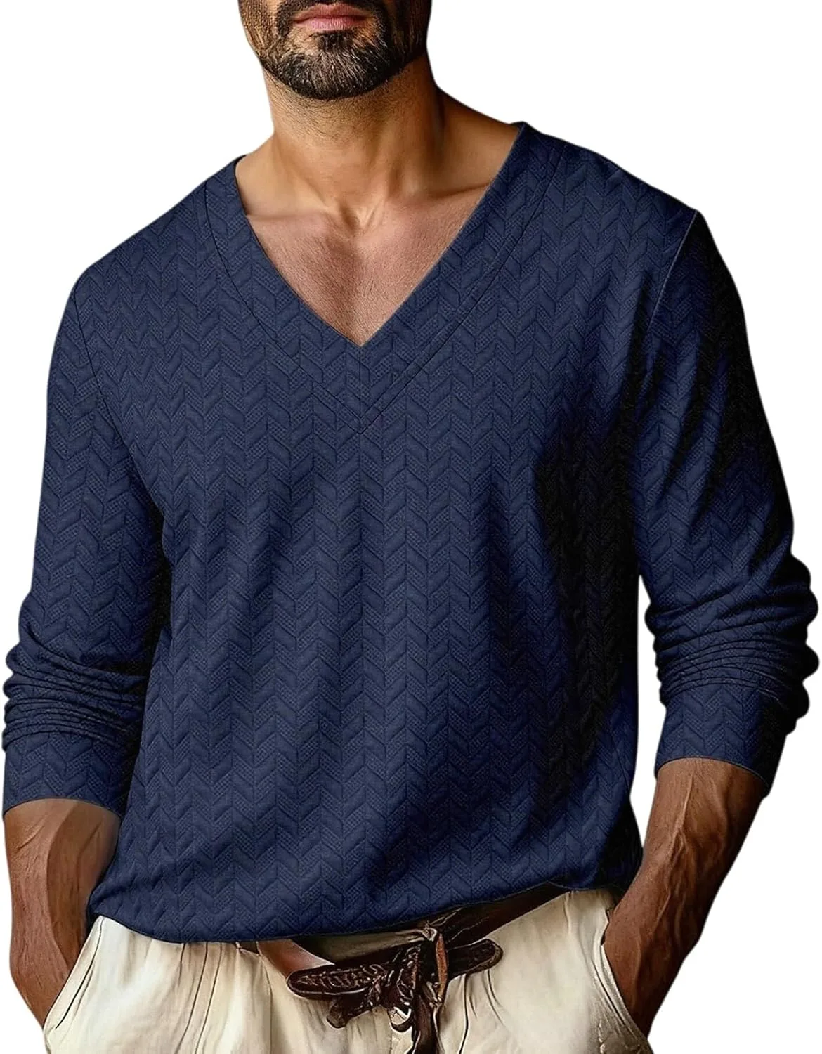 Мужская футболка с длинным рукавом и v-образным вырезом YSERB
Мужская футболка с длинным рукавом и v-образным вырезом YSERB