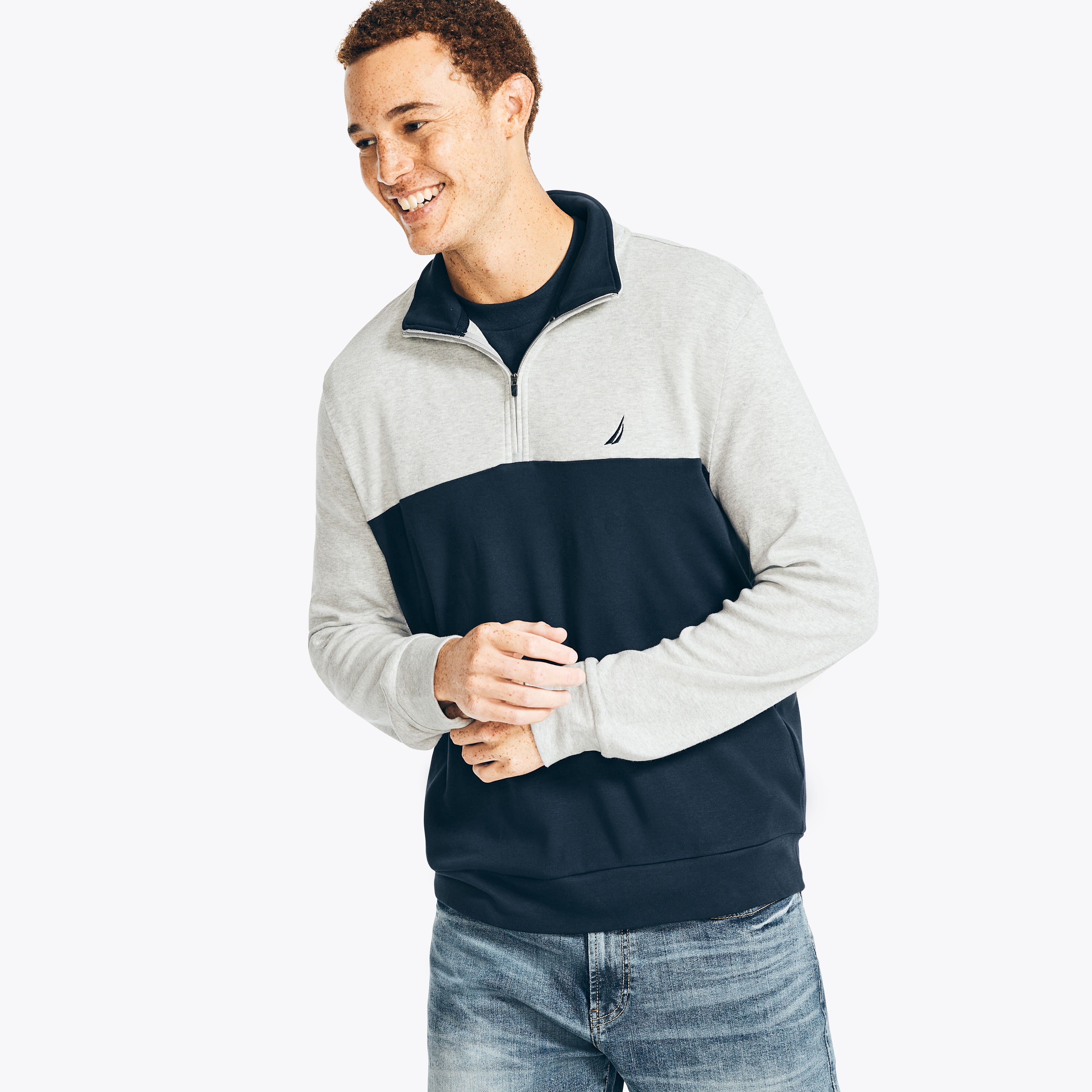 Мужская толстовка Nautica Colorblock с застежкой-молнией на четверть длины, цвет grey heather
Мужская толстовка Nautica Colorblock с застежкой-молнией на четверть длины, цвет grey heather