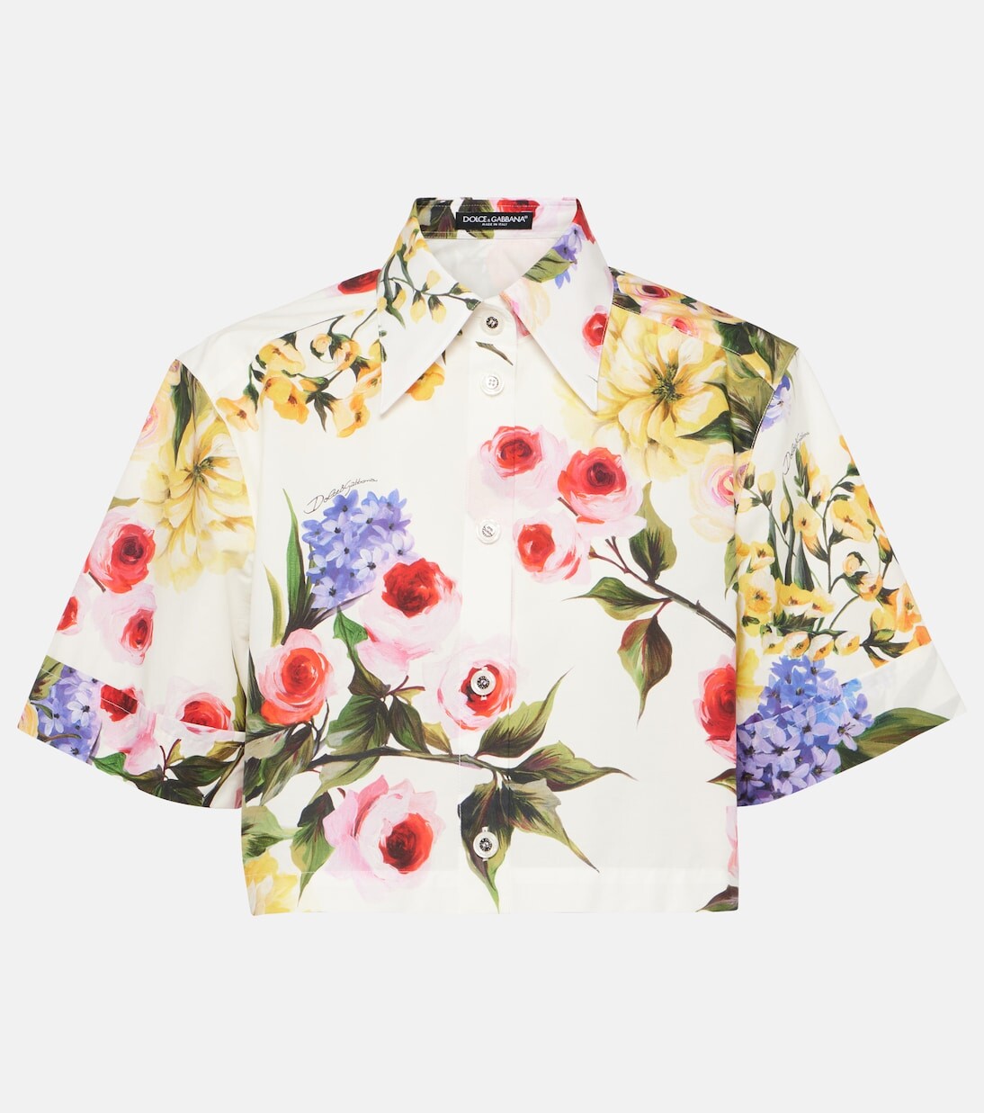 Укороченная рубашка из хлопкового поплина с цветочным принтом Dolce&Gabbana, белый
Укороченная рубашка из хлопкового поплина с цветочным принтом Dolce&Gabbana, белый