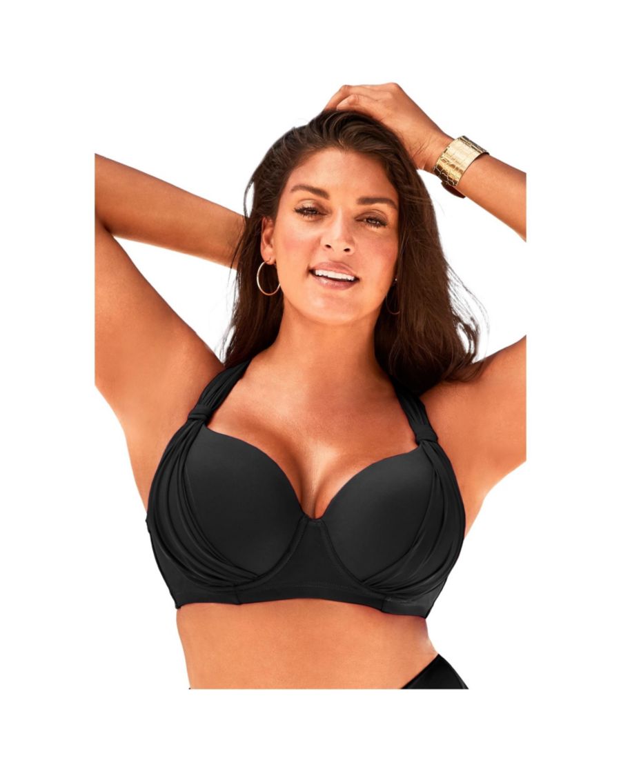 Женский бюстгальтер с драпировкой спереди и косточками, бикини-топ Swimsuits for All, Black
Женский бюстгальтер с драпировкой спереди и косточками, бикини-топ Swimsuits for All, Black