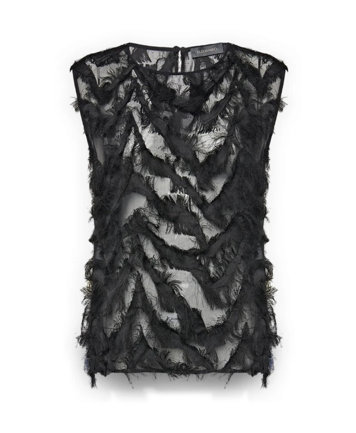 Топ из жоржета с бахромой Elena Mirã², черный
Топ из жоржета с бахромой Elena Mirã², черный