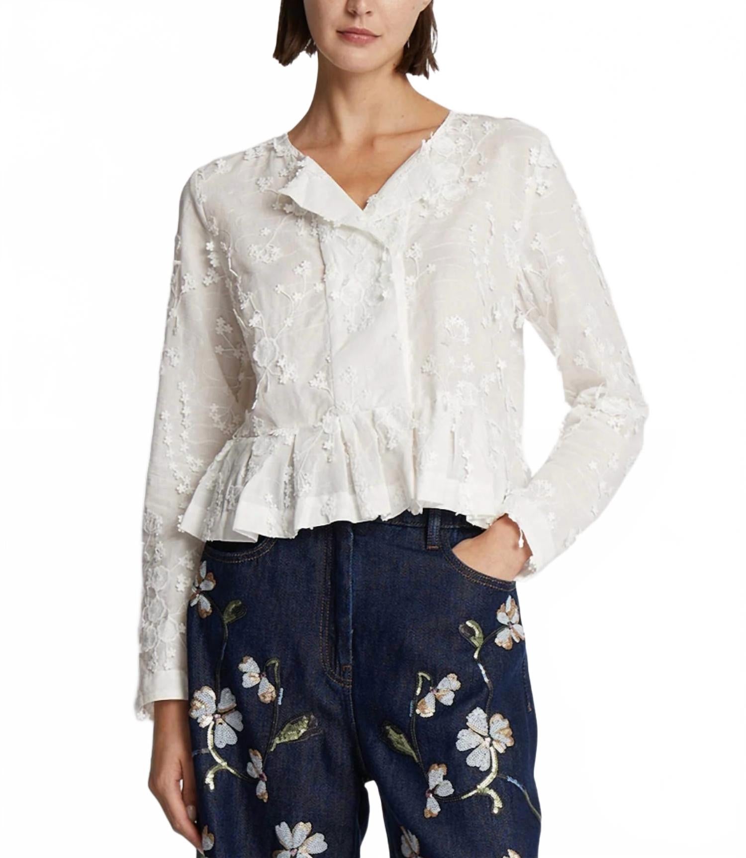 Топ Fridoline с длинными рукавами кремового цвета MUNTHE
Топ Fridoline с длинными рукавами кремового цвета MUNTHE