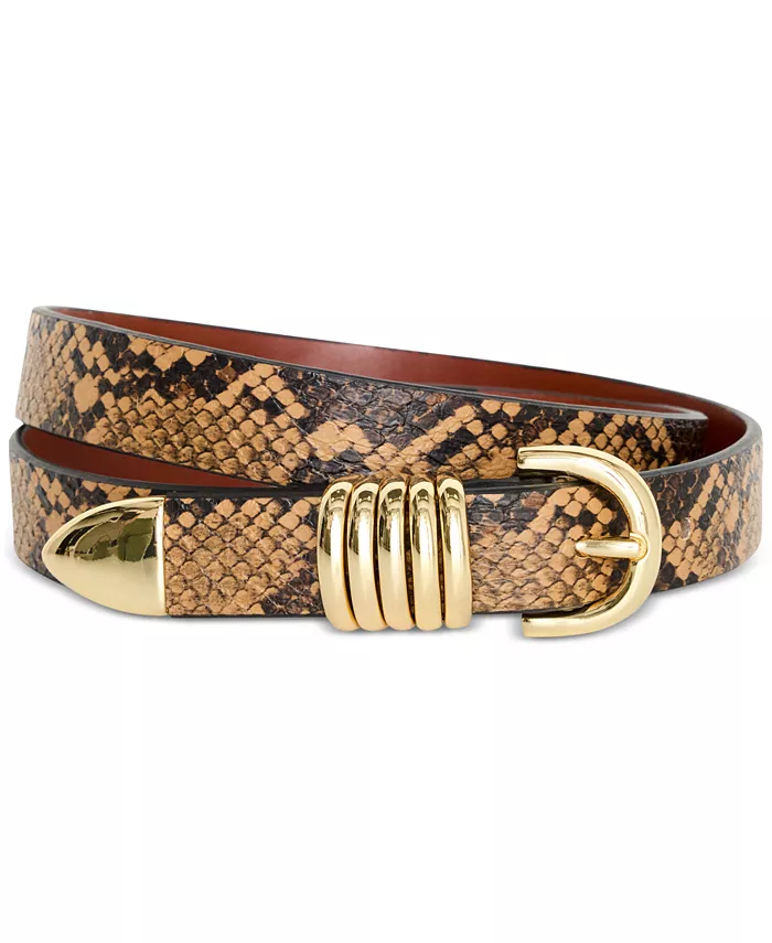 Женский узкий ремень из искусственной кожи с пятью кольцами и принтом под змею Good American, коричневый
Женский узкий ремень из искусственной кожи с пятью кольцами и принтом под змею Good American, коричневый