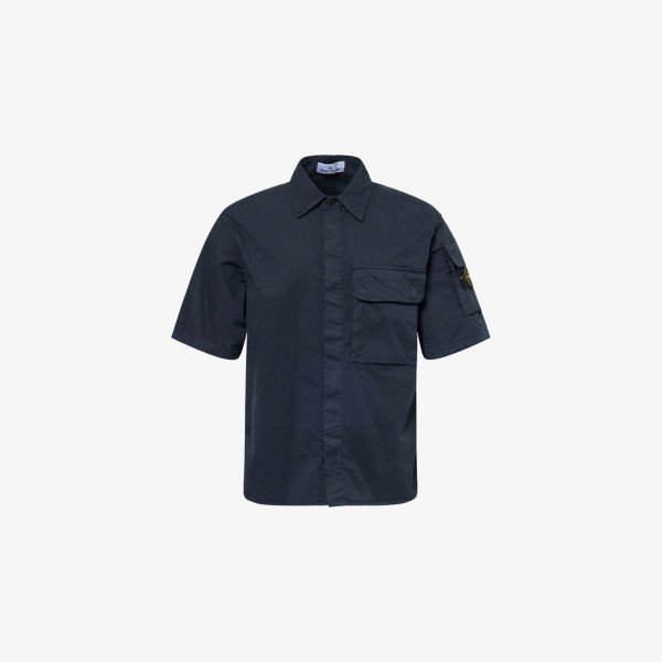 Рубашка Stone Island Supima с коротким рукавом, синий 
Рубашка Stone Island Supima с коротким рукавом, синий
