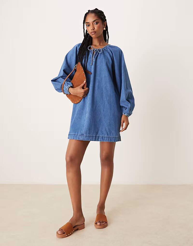 Джинсовое мини-платье ASOS DESIGN с рукавами-фонариками в цвете «полупрозрачный синий»
Джинсовое мини-платье ASOS DESIGN с рукавами-фонариками в цвете «полупрозрачный синий»