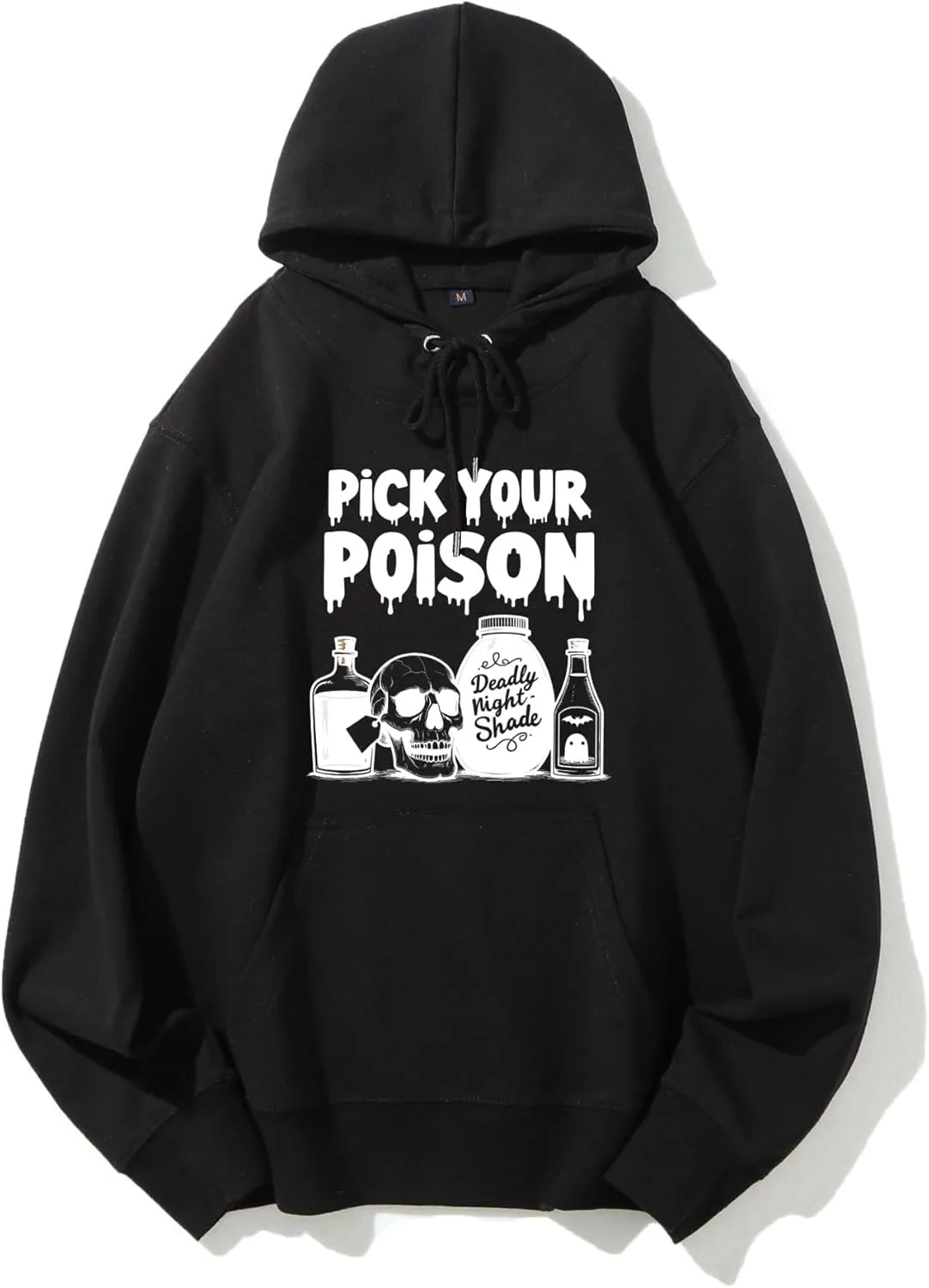 VETALLO худи с принтом "Pick Your Poison" и черепом на бутылке, осенняя флисовая модель с карманами
VETALLO худи с принтом "Pick Your Poison" и черепом на бутылке, осенняя флисовая модель с карманами