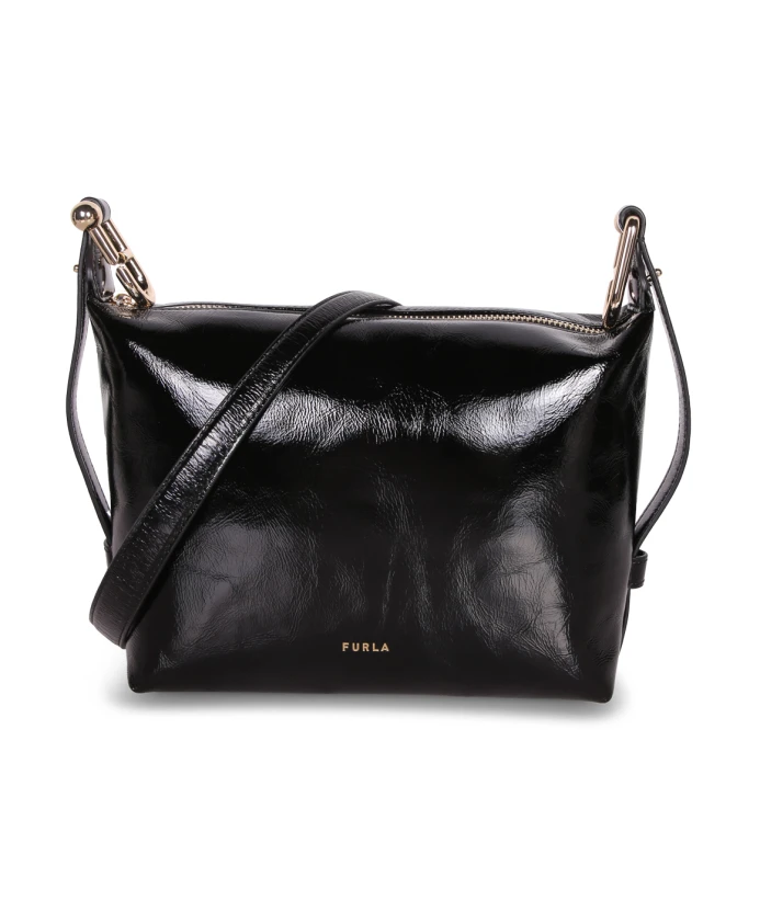Блестящая лакированная кожаная сумка с Furla, черный
Блестящая лакированная кожаная сумка с Furla, черный