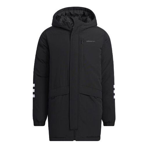 Пуховик adidas mid-length Sports hooded Zipper Down Jacket Black, черный 
Пуховик adidas mid-length Sports hooded Zipper Down Jacket Black, черный