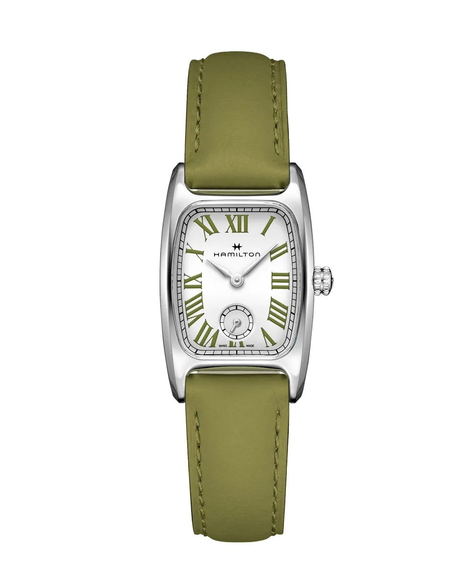 Женские часы American Classic Boulton Small Second H13321813 с кожаным ремешком Hamilton, зеленый
Женские часы American Classic Boulton Small Second H13321813 с кожаным ремешком Hamilton, зеленый