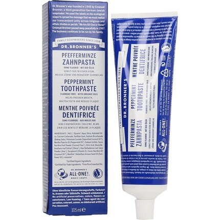 Зубная паста Dr Bronner'S All One с мятой и органическими ингредиентами, не содержащими фторидов, тюбик 105 мл, Dr. Bronner'S
Зубная паста Dr Bronner'S All One с мятой и органическими ингредиентами, не содержащими фторидов, тюбик 105 мл, Dr. Bronner'S
