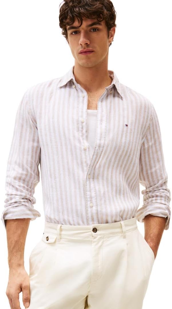 Мужские повседневные льняные рубашки Tommy Hilfiger с длинным рукавом и застежкой на пуговицы, классический крой, Sandalwood / Optic White
Мужские повседневные льняные рубашки Tommy Hilfiger с длинным рукавом и застежкой на пуговицы, классический крой, Sandalwood / Optic White