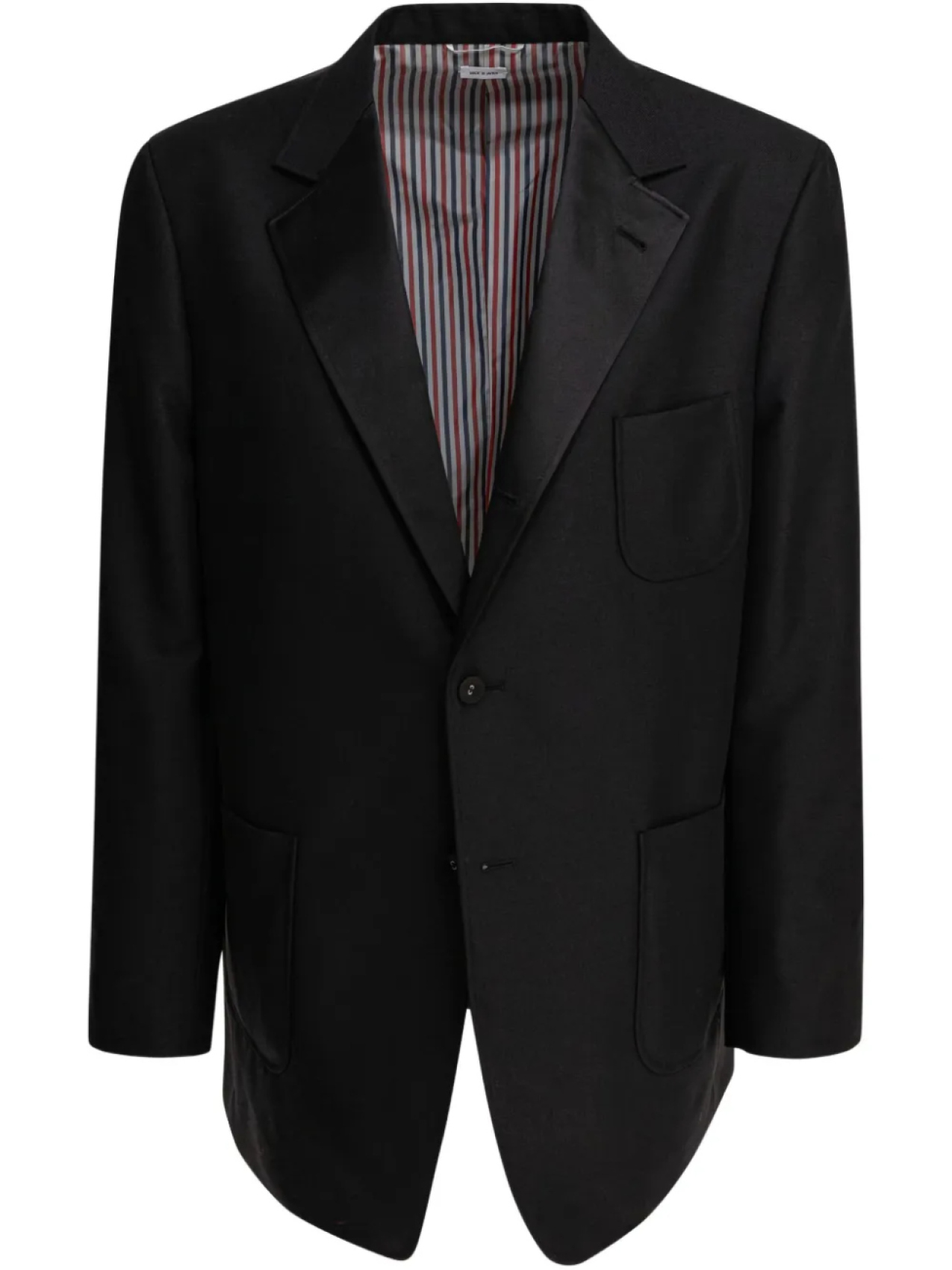 Однобортный пиджак строгого кроя Thom Browne, черный
Однобортный пиджак строгого кроя Thom Browne, черный