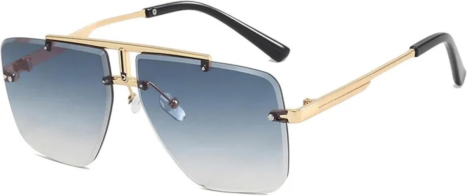 Модные мужские солнцезащитные очки без оправы для женщин, очки с двойной перемычкой и металлической оправой, очки для вождения с защитой от УФ-излучения UV400 TYUVIVO, Gold Grey
Модные мужские солнцезащитные очки без оправы для женщин, очки с двойной перемычкой и металлической оправой, очки для вождения с защитой от УФ-излучения UV400 TYUVIVO, Gold Grey