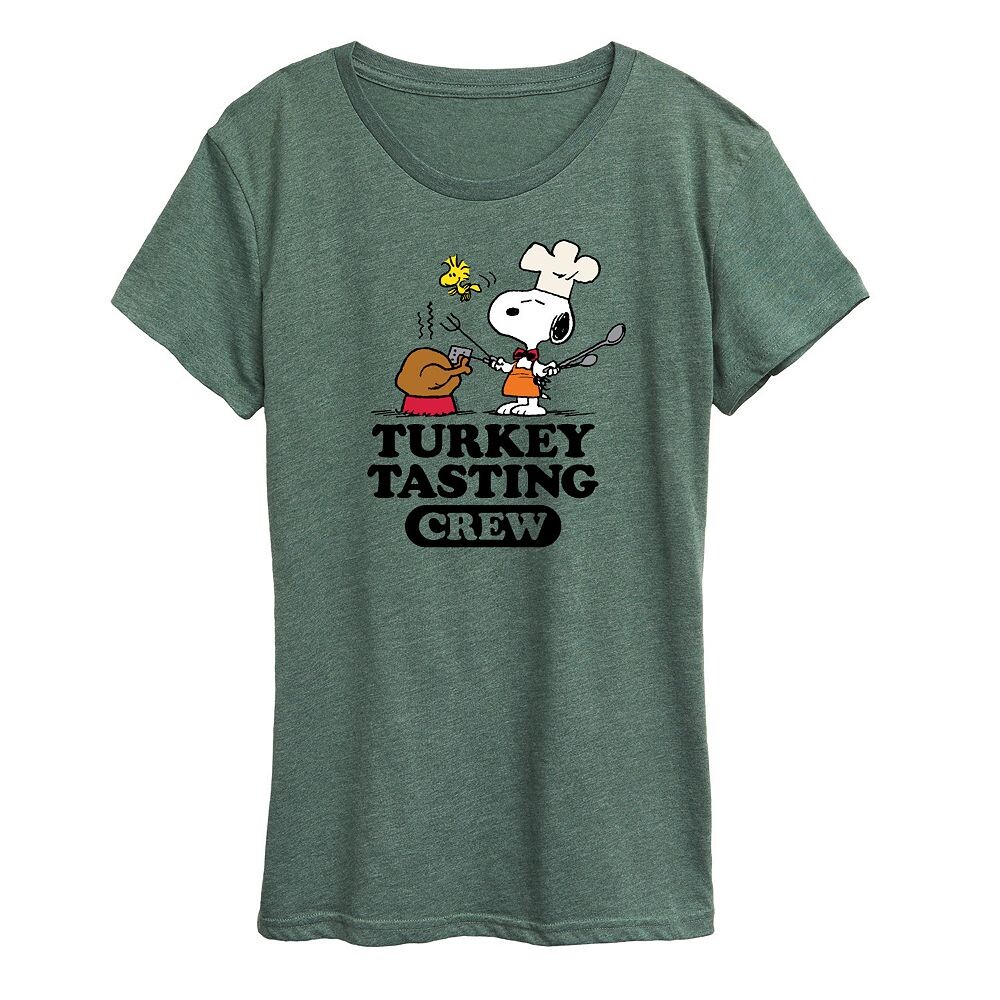 Женская футболка с рисунком Peanuts Snoopy & Woodstock Turkey Tasting Crew Licensed Character, цвет Heather Green
Женская футболка с рисунком Peanuts Snoopy & Woodstock Turkey Tasting Crew Licensed Character, цвет Heather Green