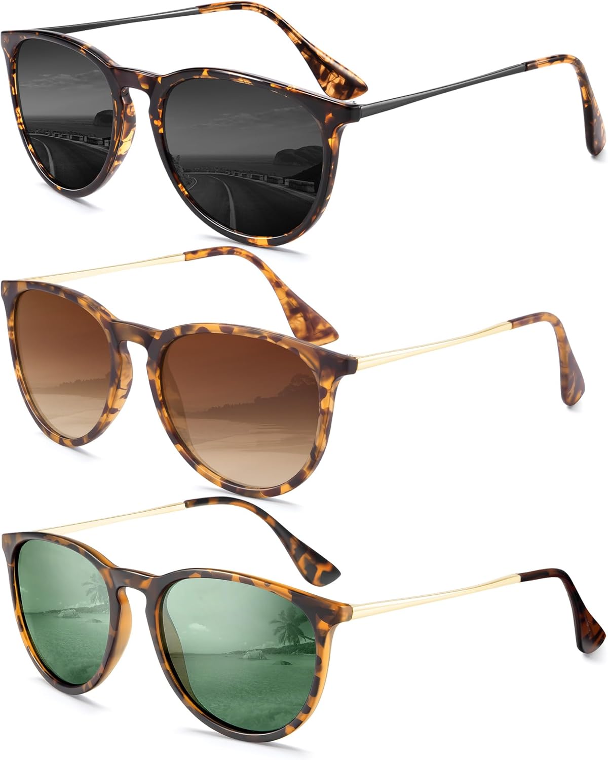 Женские поляризованные солнцезащитные очки: ретро круглые солнцезащитные очки с защитой UV400, модный набор из 3 штук QALLY, Glossy Leopard/Grey + Matt Leopard/Gradient Brown + Matt Leopard/Dark Green
Женские поляризованные солнцезащитные очки: ретро круглые солнцезащитные очки с защитой UV400, модный набор из 3 штук QALLY, Glossy Leopard/Grey + Matt Leopard/Gradient Brown + Matt Leopard/Dark Green