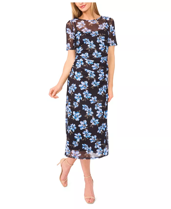 Женское платье миди с короткими рукавами, сборками по бокам, сетчатыми вставками и круглым вырезом CeCe, мультиколор
Женское платье миди с короткими рукавами, сборками по бокам, сетчатыми вставками и круглым вырезом CeCe, мультиколор