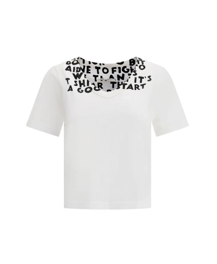 Минималистичная футболка с V-образным вырезом и контрастной надписью. Mm6 Maison Margiela, белый
Минималистичная футболка с V-образным вырезом и контрастной надписью. Mm6 Maison Margiela, белый