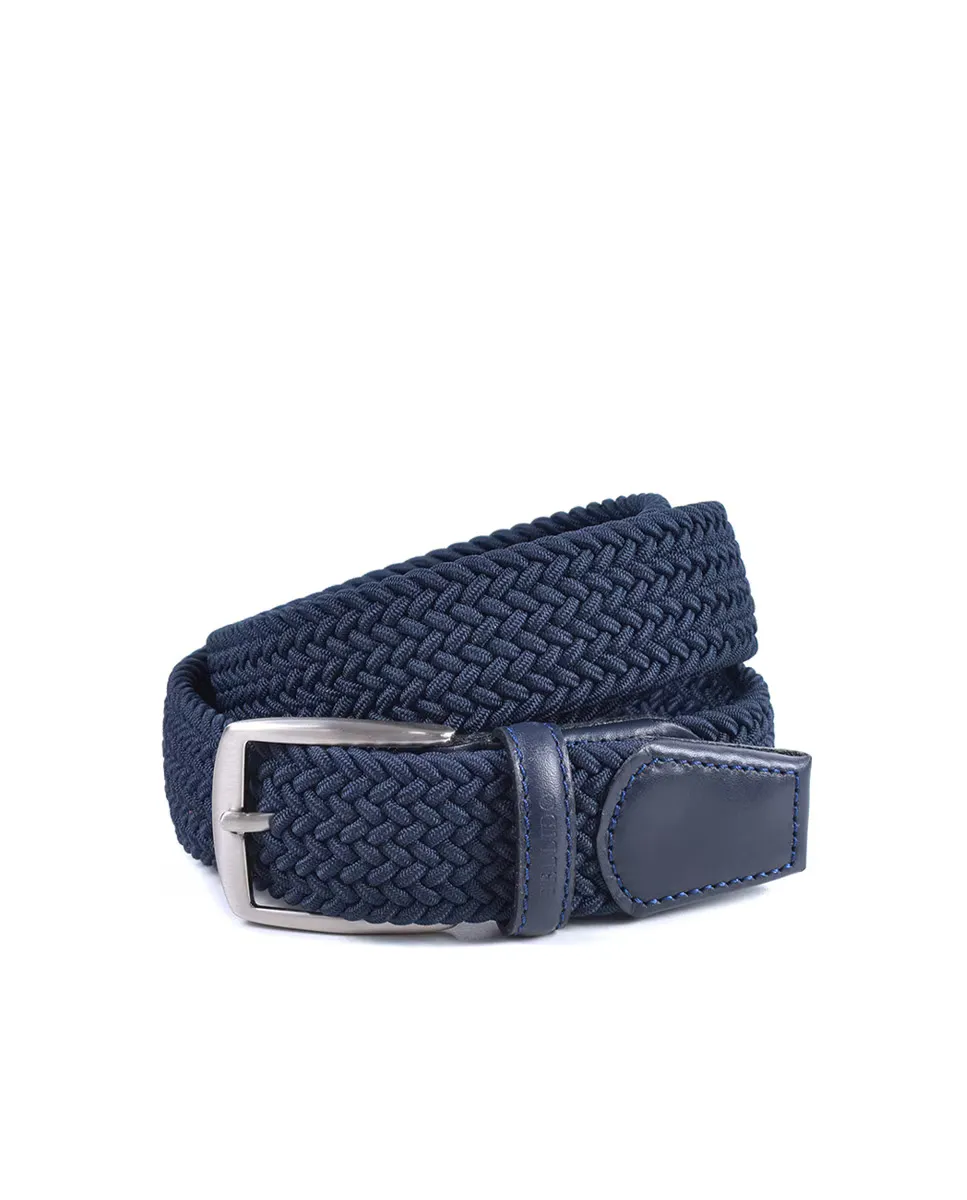 Простой эластичный плетеный мужской ремень Miguel Bellido, темно-синий 
Простой эластичный плетеный мужской ремень Miguel Bellido, темно-синий