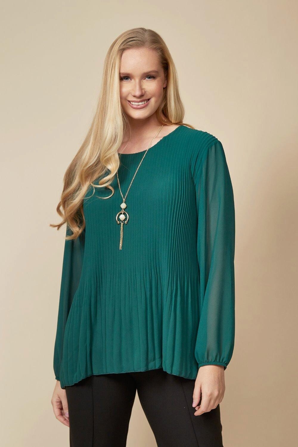 Объемный плиссированный топ с длинными рукавами и деталями из тюля HOXTON GAL, зеленый
Объемный плиссированный топ с длинными рукавами и деталями из тюля HOXTON GAL, зеленый