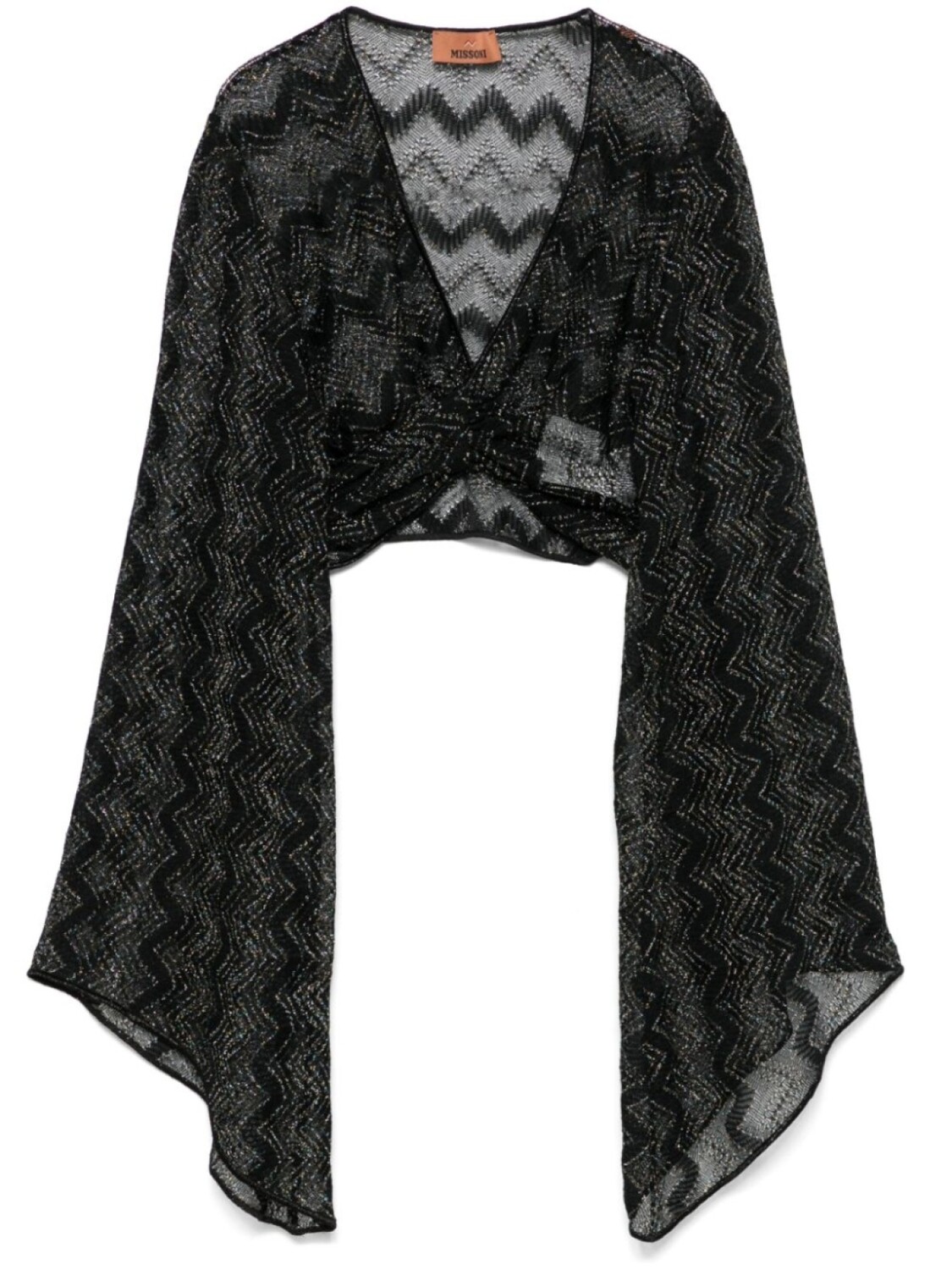 Укороченный топ, связанный крючком Missoni, черный
Укороченный топ, связанный крючком Missoni, черный