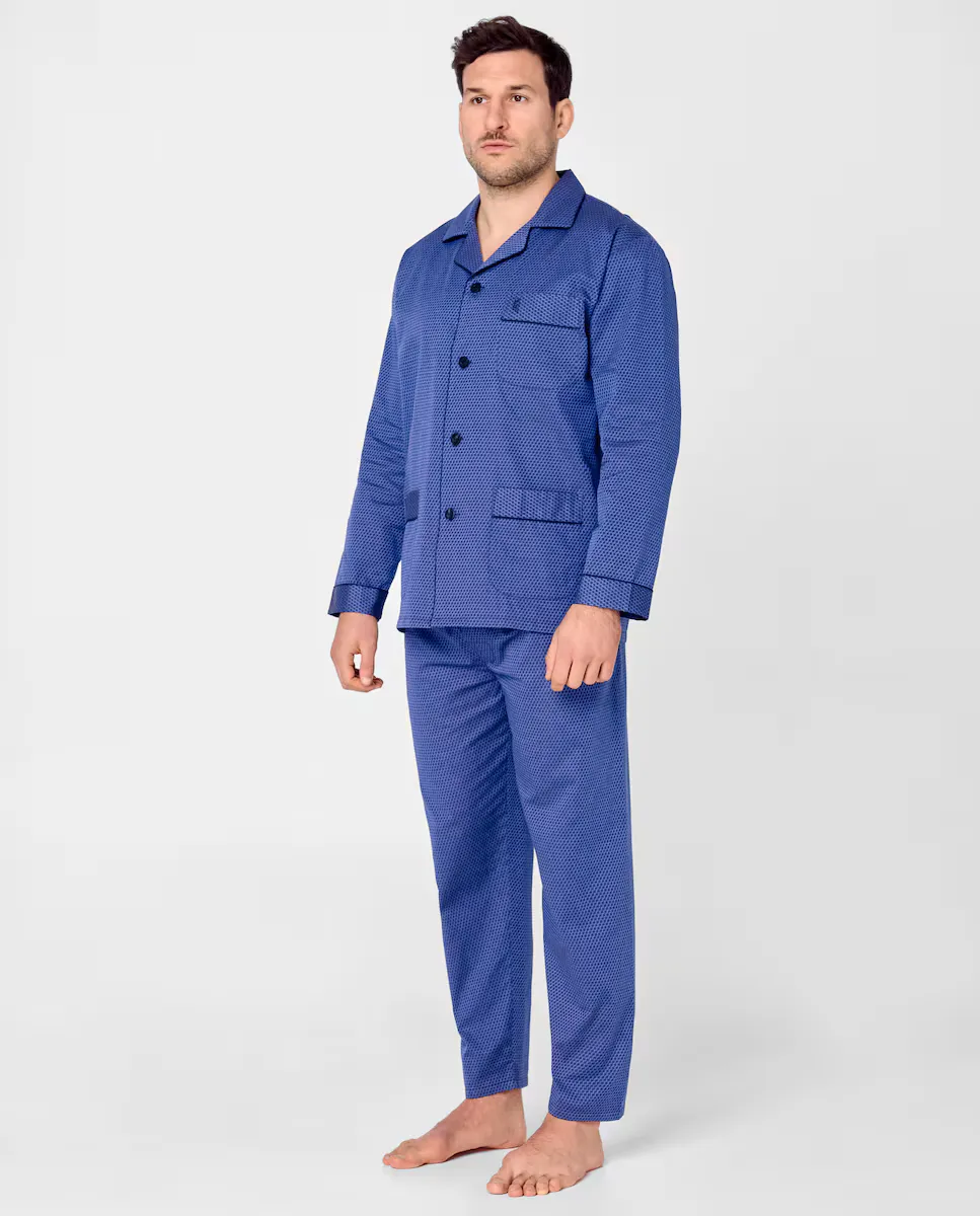 Мужская длинная пижама из синей ткани El Búho Nocturno, тёмно-синий
Мужская длинная пижама из синей ткани El Búho Nocturno, тёмно-синий
