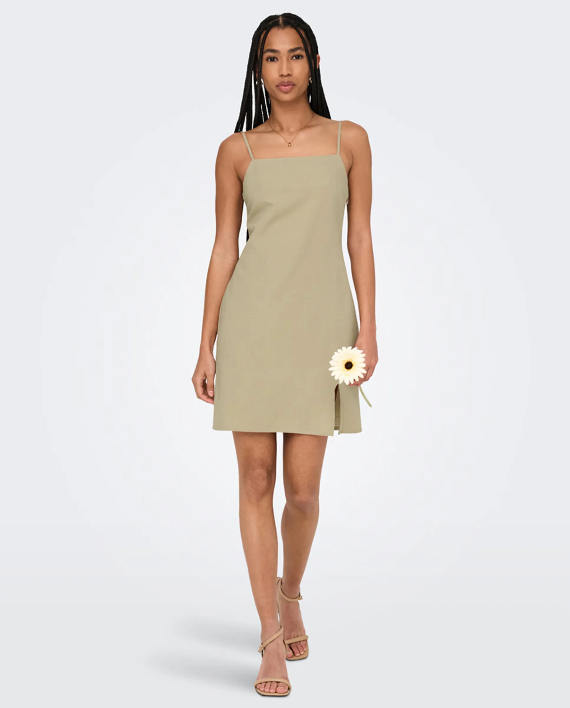 Платье из льна с бретелями и прямым вырезом Only, светло-коричневый
Платье из льна с бретелями и прямым вырезом Only, светло-коричневый