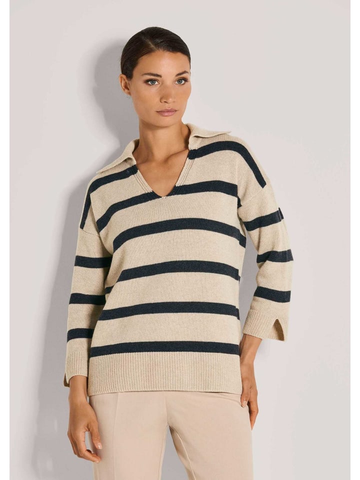 MADELEINE Стильный шерстяной свитер с воротником-поло бежевого/меланжевого/туманно-голубого цвета
MADELEINE Стильный шерстяной свитер с воротником-поло бежевого/меланжевого/туманно-голубого цвета