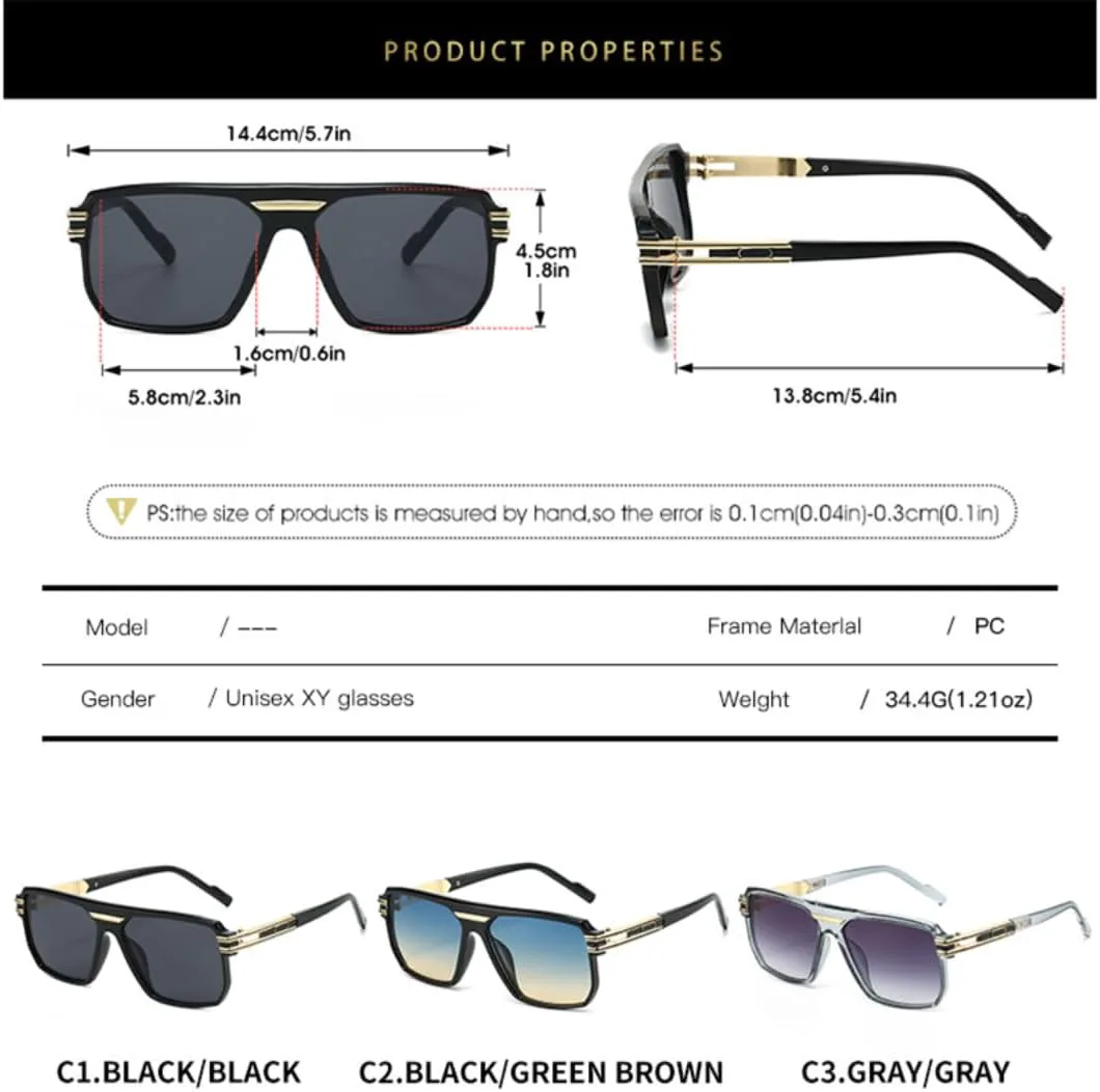 Большие квадратные солнцезащитные очки для мужчин, декоративный стиль панк, роскошные солнцезащитные очки с защитой от УФ-излучения UV400 UATXTAU, Gray Gray
Большие квадратные солнцезащитные очки для мужчин, декоративный стиль панк, роскошные солнцезащитные очки с защитой от УФ-излучения UV400 UATXTAU, Gray Gray