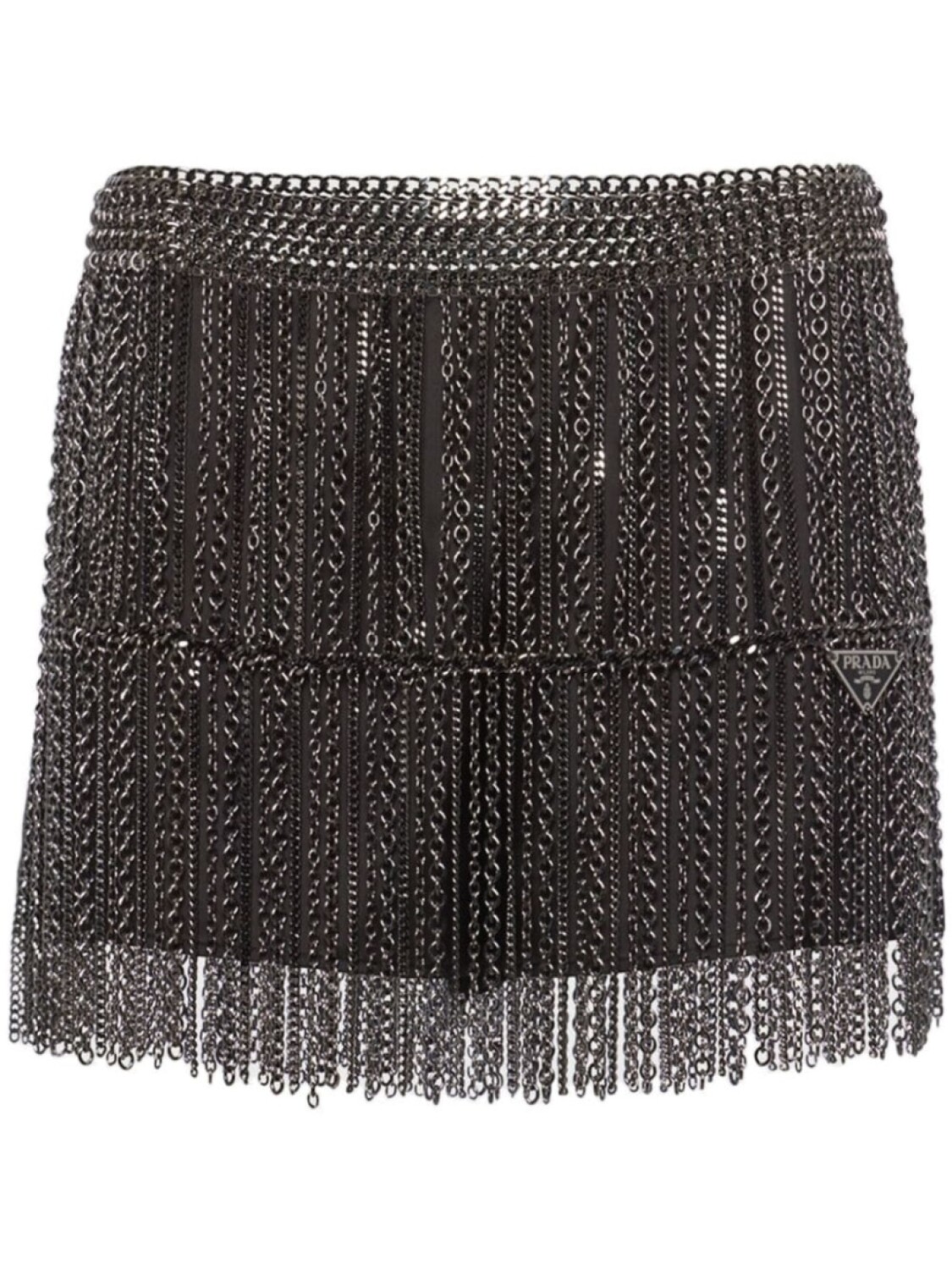 Prada юбка мини с бахромой, серебристый 
Prada юбка мини с бахромой, серебристый