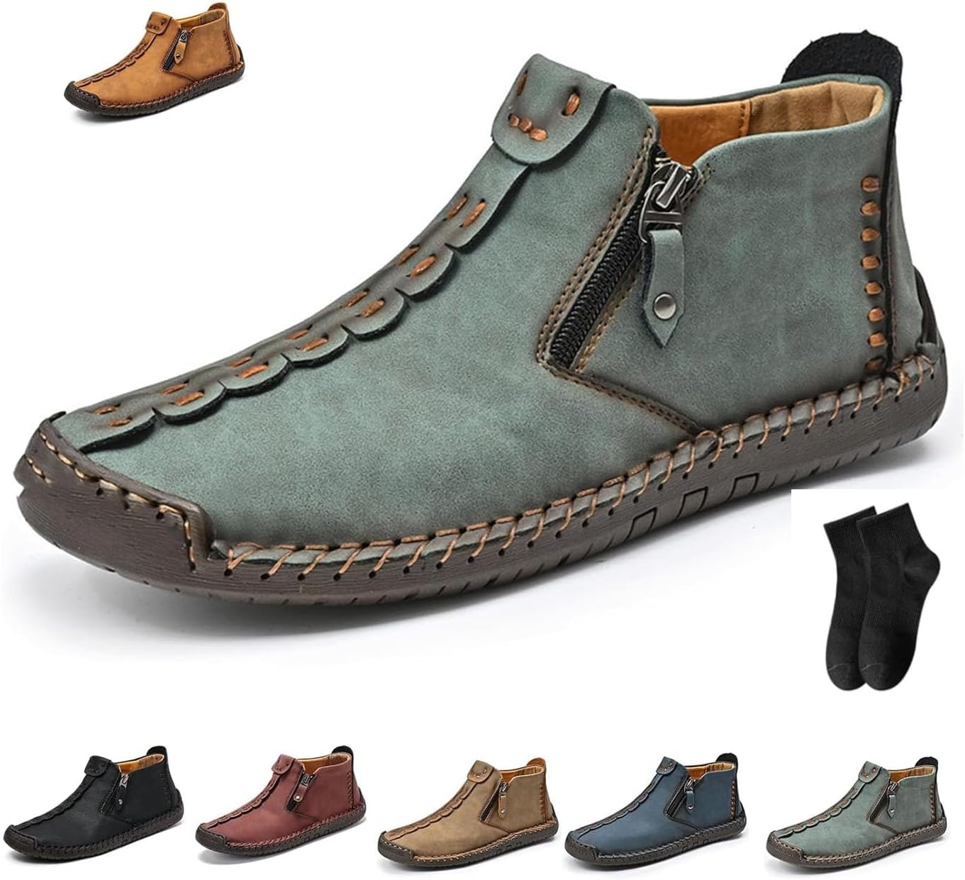 Мужские повседневные кожаные ботинки без шнурков с противоскользящей подошвой Noworfewer, темно-зеленый
Мужские повседневные кожаные ботинки без шнурков с противоскользящей подошвой Noworfewer, темно-зеленый